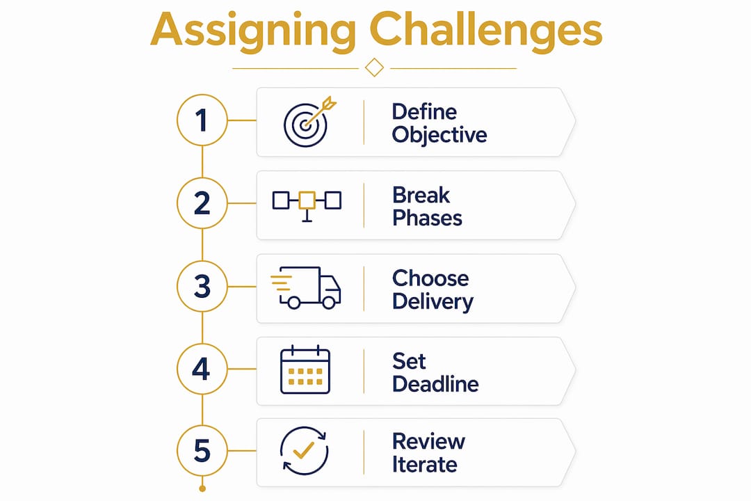 Infographic illustrating steps to assign player challenges