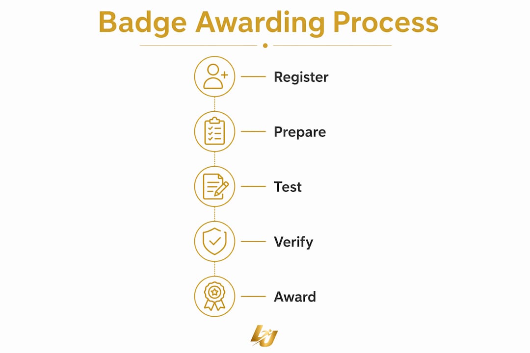 Infographic showing steps of badge awarding process