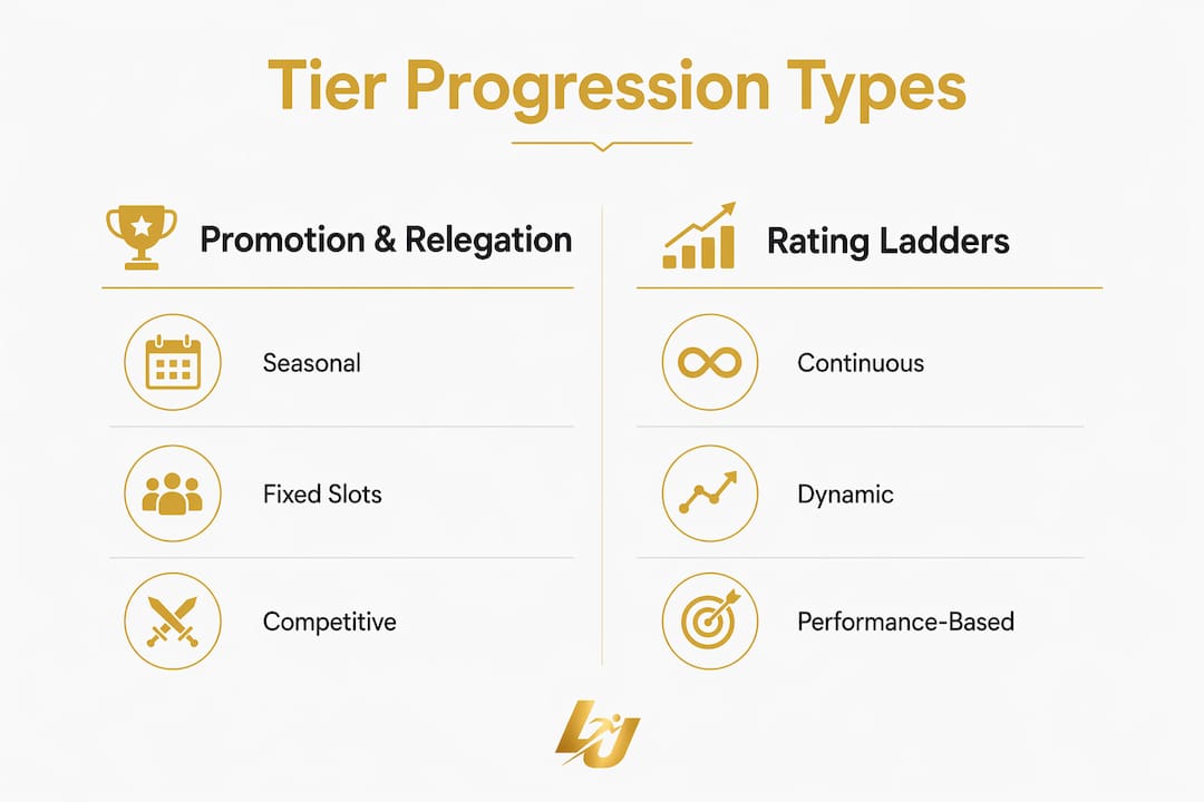 Infographic comparing promotion and relegation to rating ladders