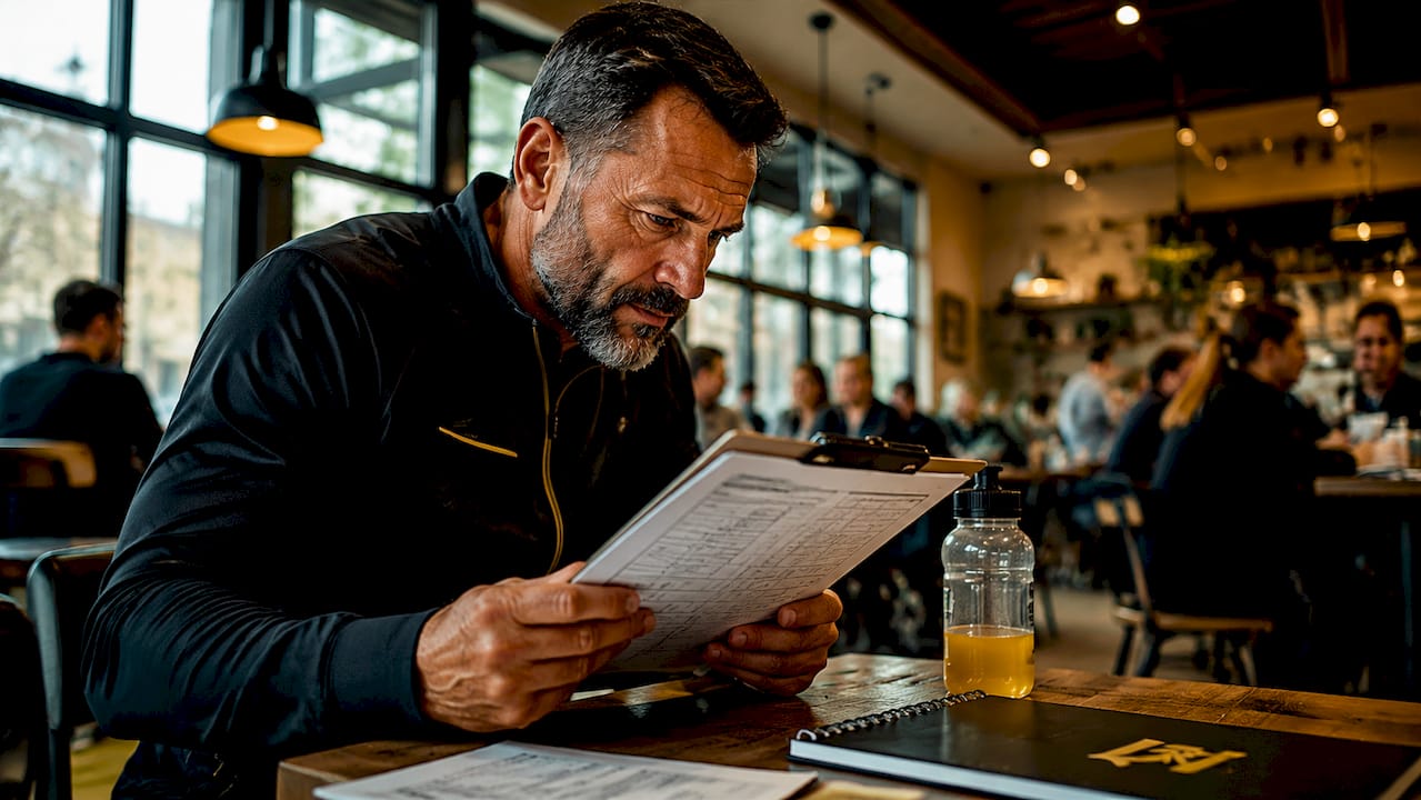 Coach reviewing on-field performance data