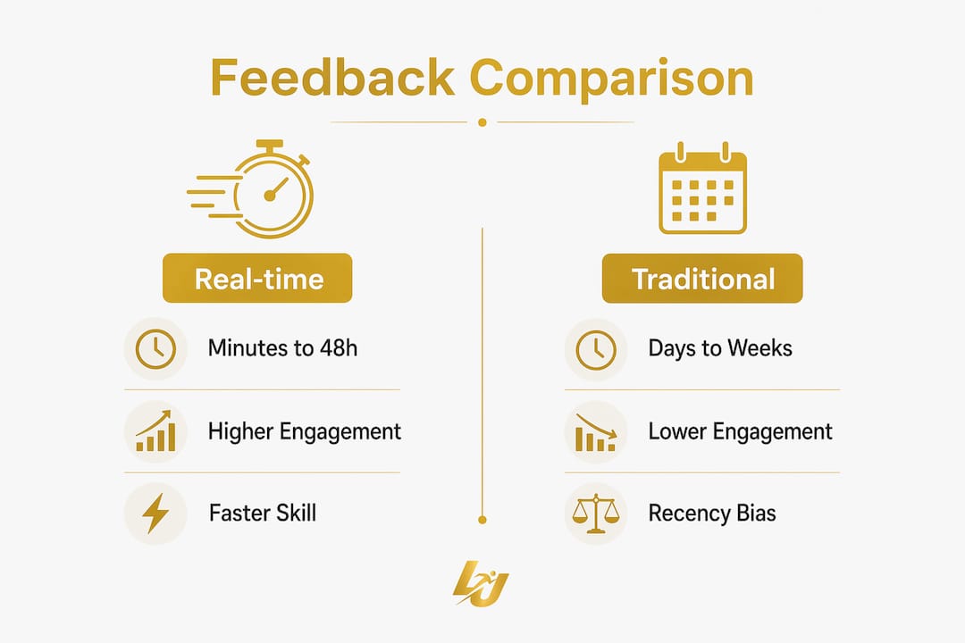 Infographic comparing real-time and traditional feedback