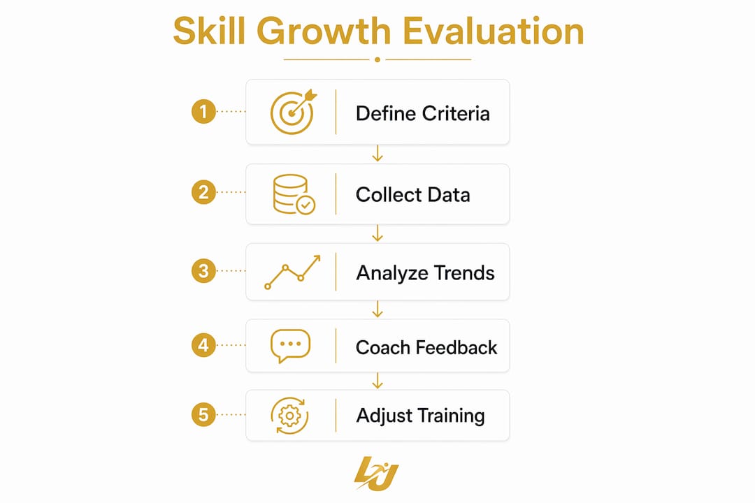 Infographic illustrating player skill evaluation steps