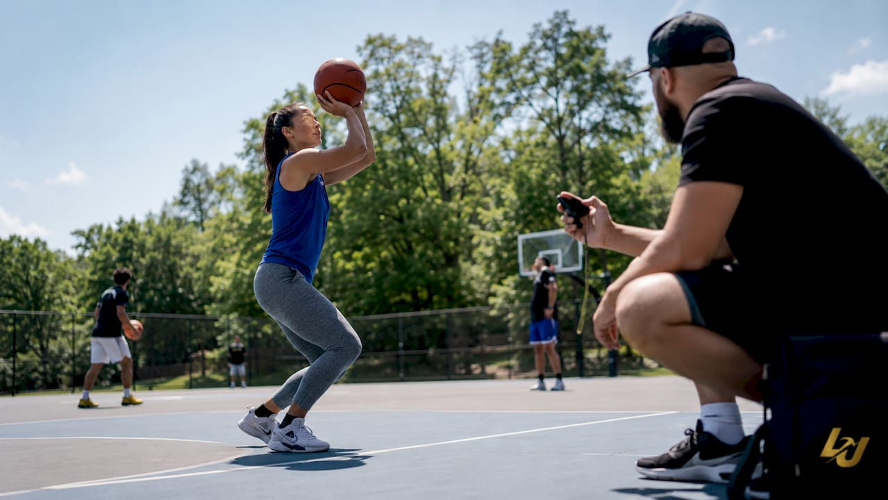 Athlete practicing skill with coach timing