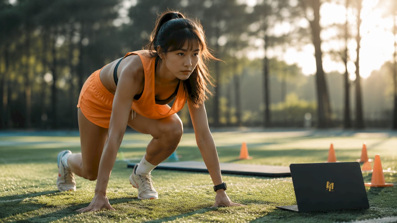 Close-up of youth athlete wearing GPS sensors