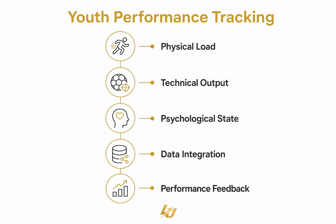 Infographic illustrating stages in youth performance tracking