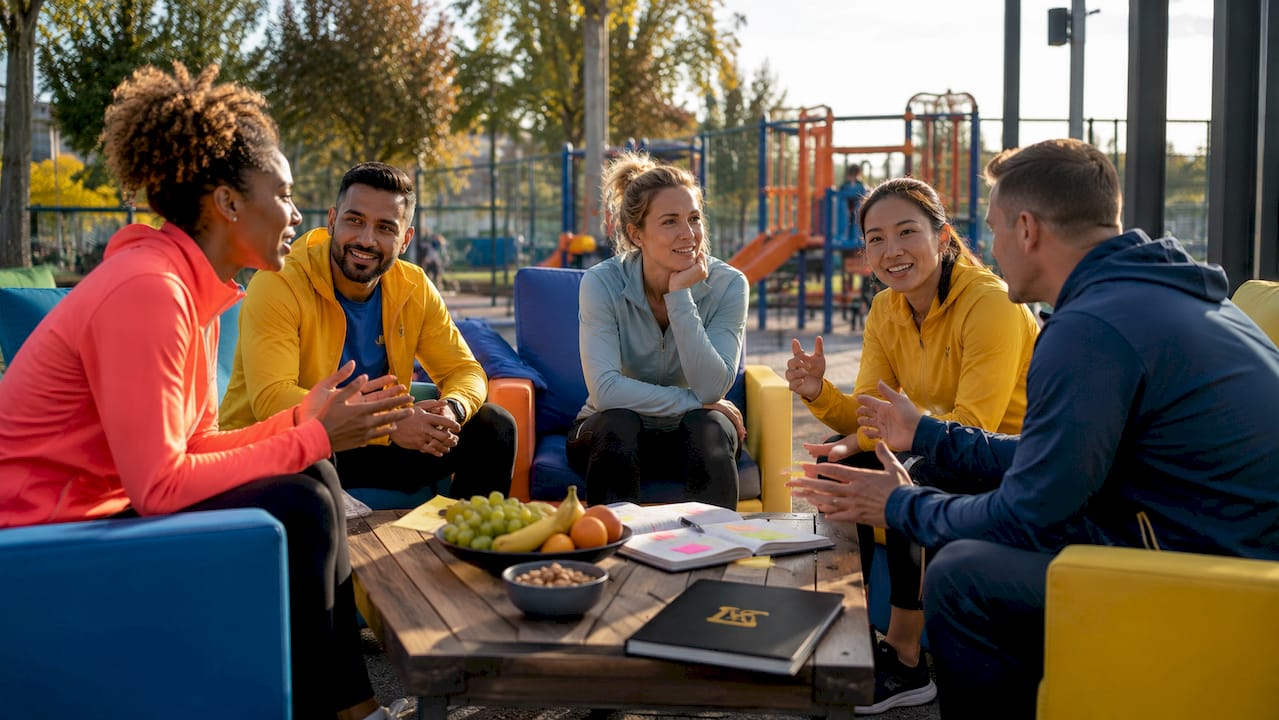 Parents and coaches meeting at sports club