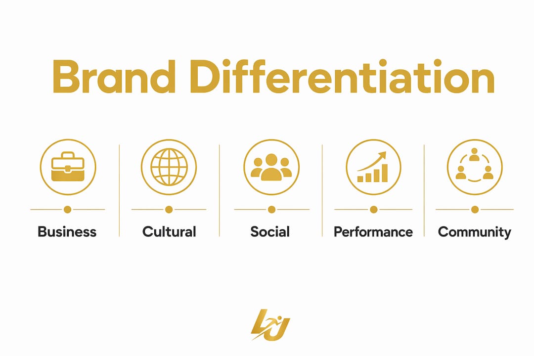 Infographic showing sports club brand differentiation dimensions