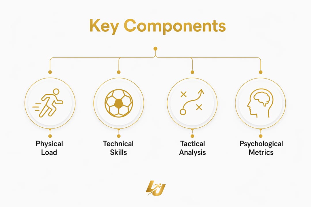 Infographic showing key components of performance analytics