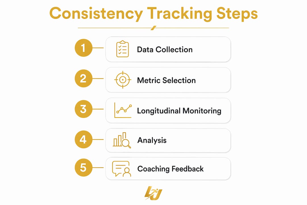 Infographic illustrating steps in consistency tracking