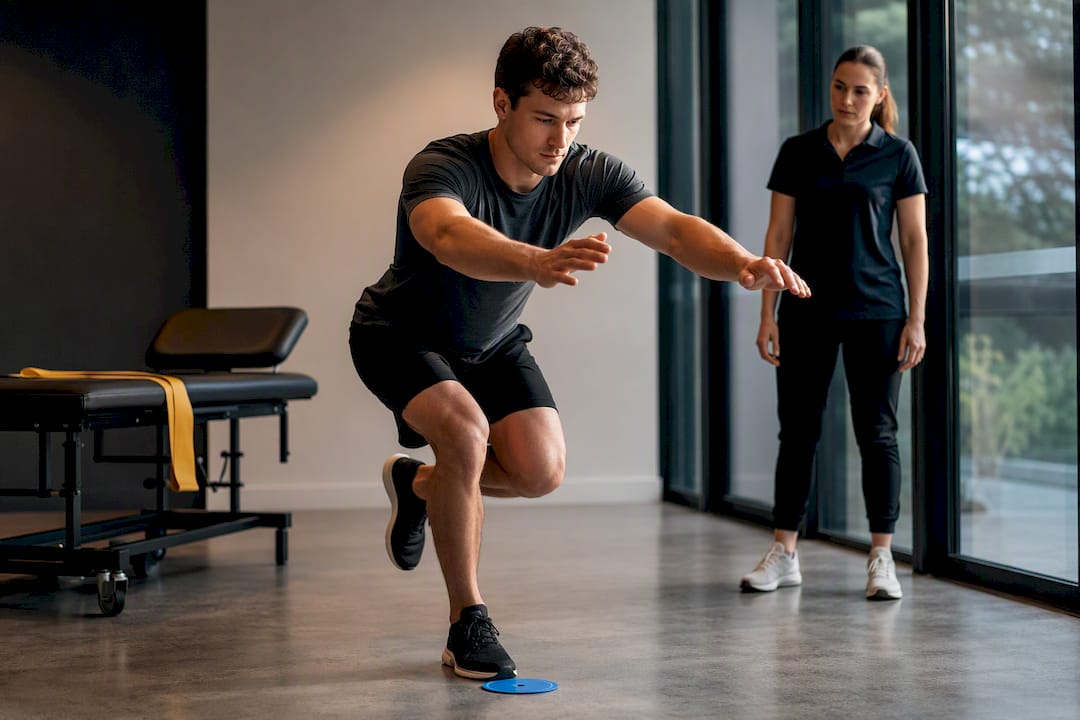 Clinician observing athlete movement screen
