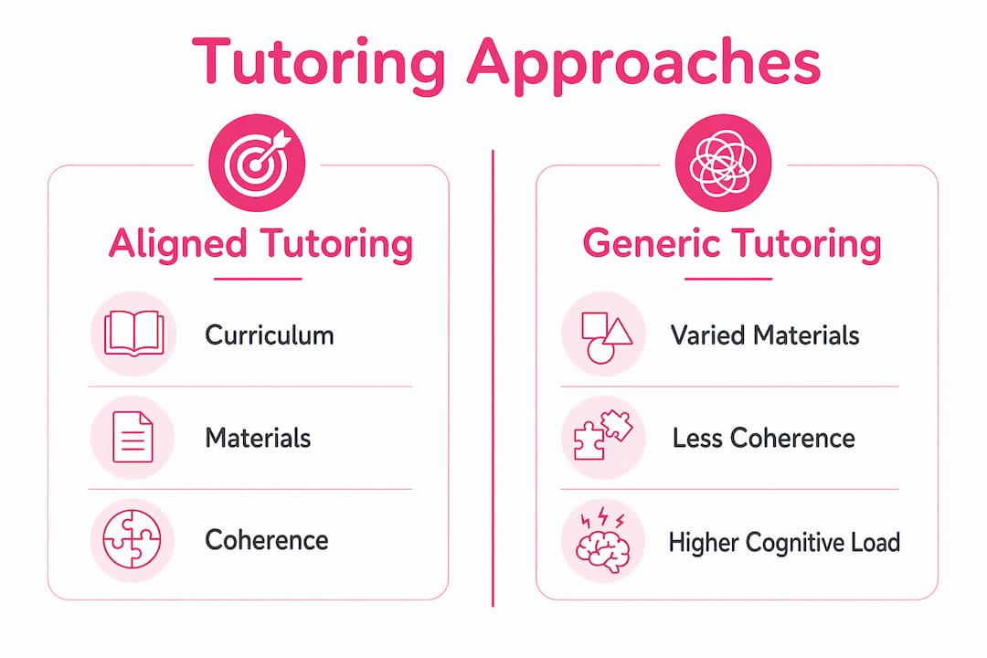 Infographic comparing aligned and generic tutoring approaches