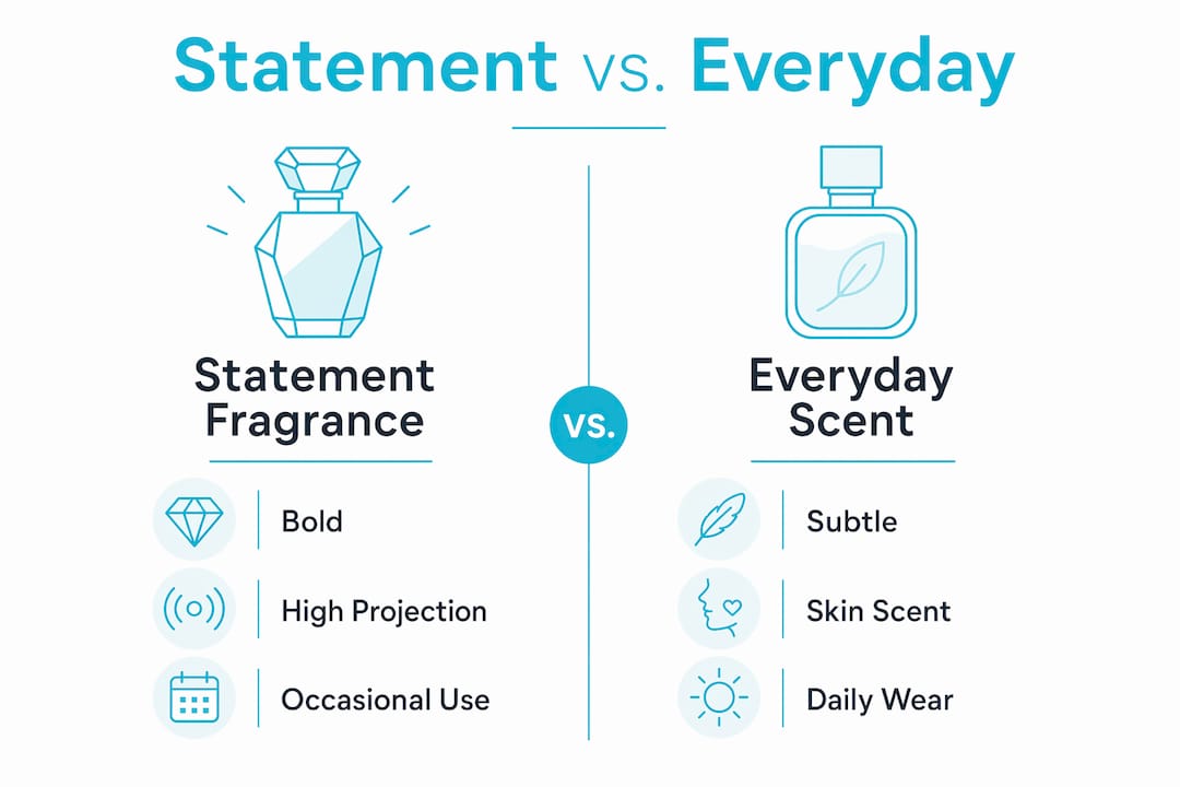 Comparison of statement and everyday fragrance features