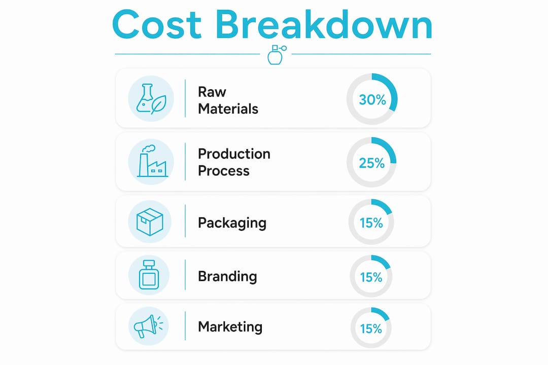 Infographic showing cost breakdown of designer fragrances
