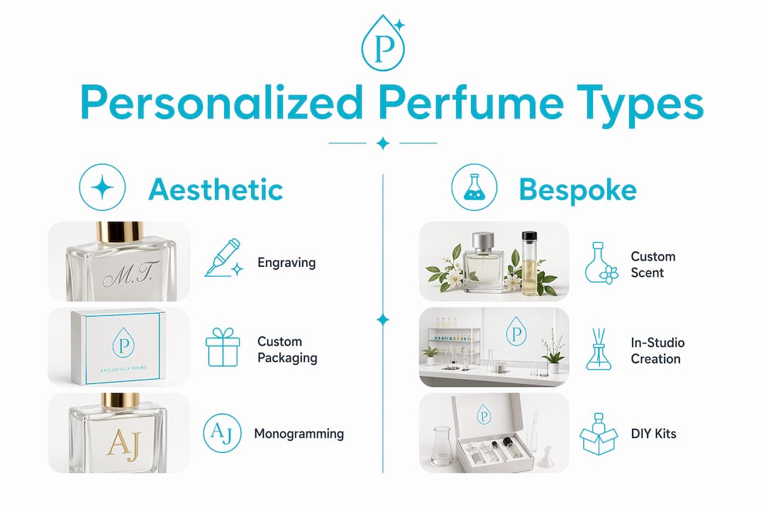Infographic comparing types of personalized perfume gifts