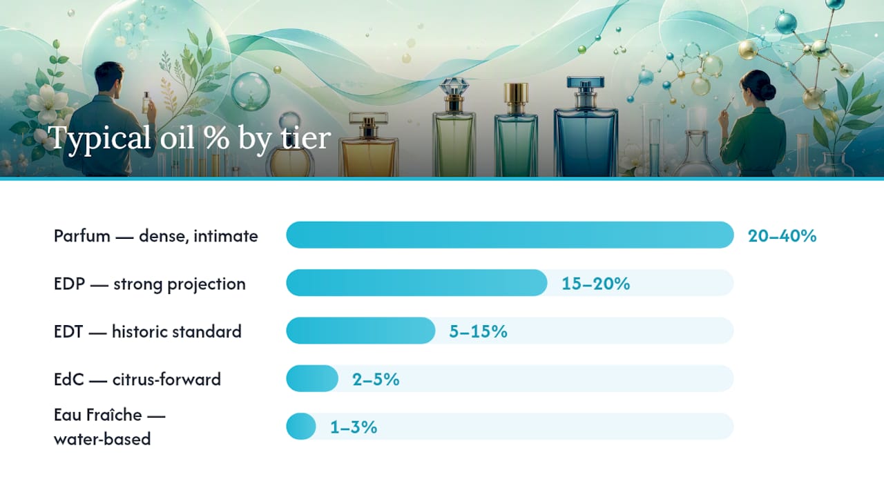 Diagram comparing fragrance concentration types