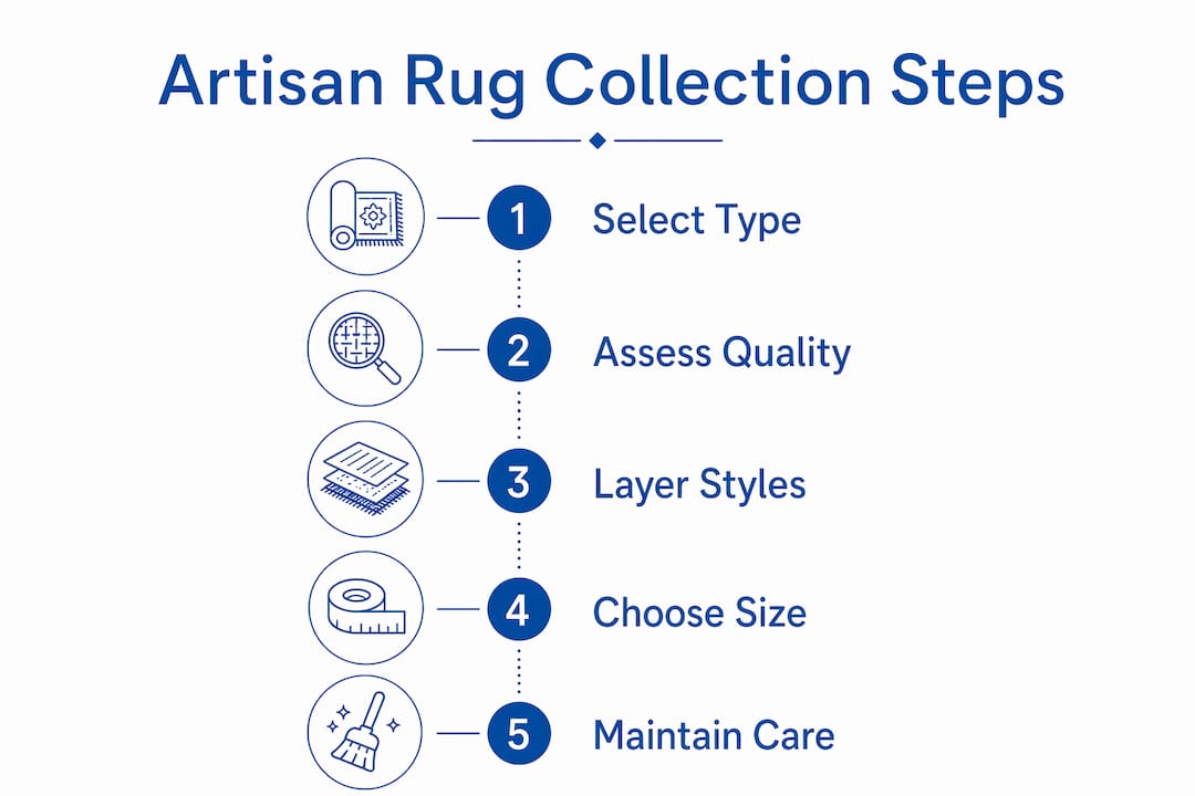 Infographic showing artisan rug collection building steps