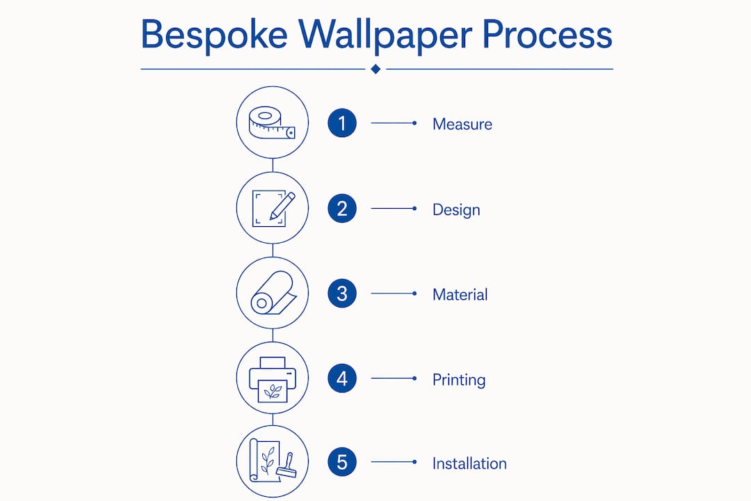 Infographic illustrating bespoke wallpaper design steps