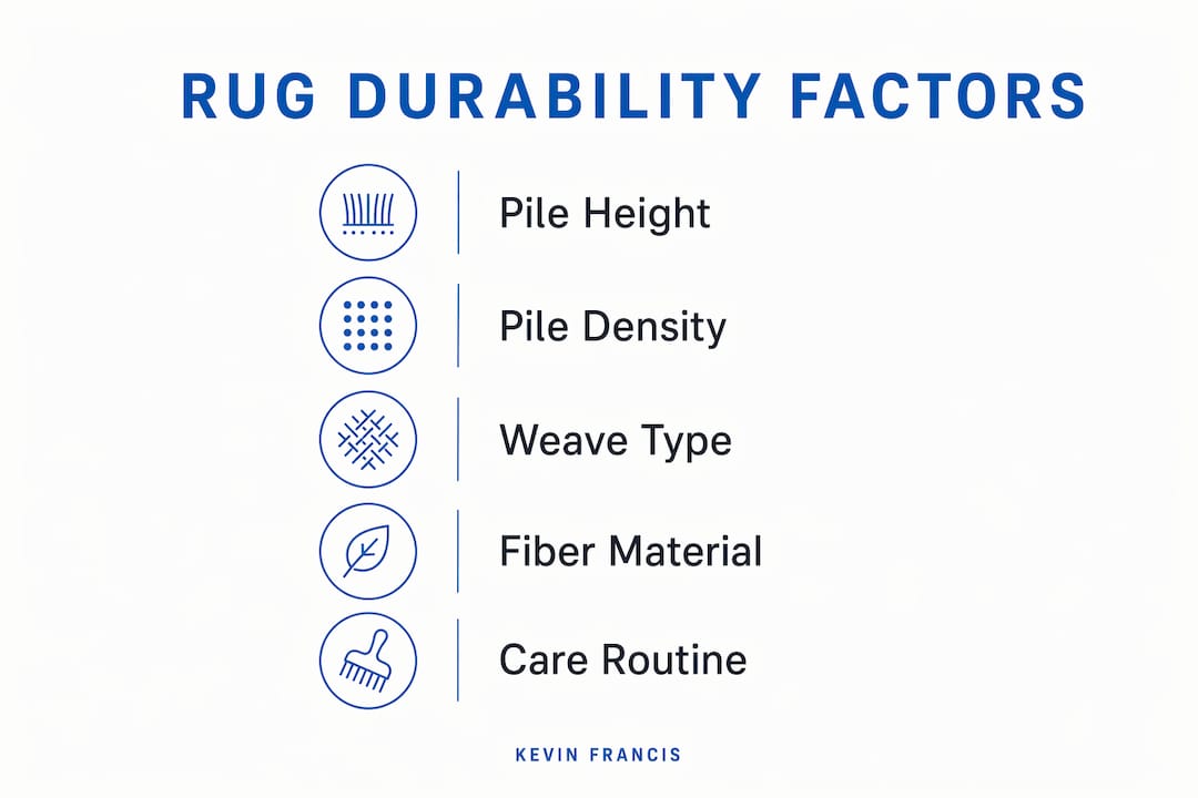 Infographic showing key rug durability factors