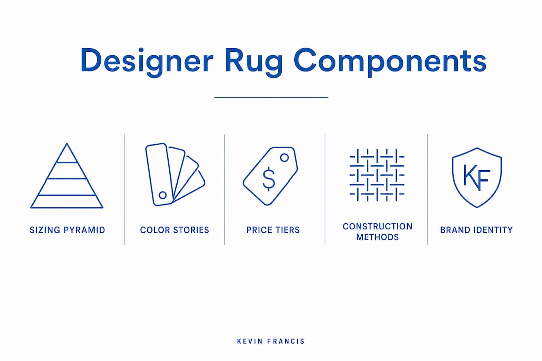 Infographic illustrating key designer rug collection components