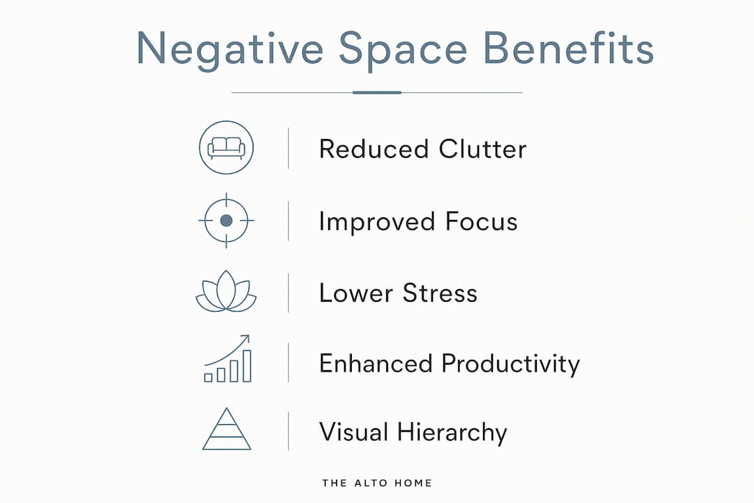 Infographic illustrating cognitive benefits of negative space