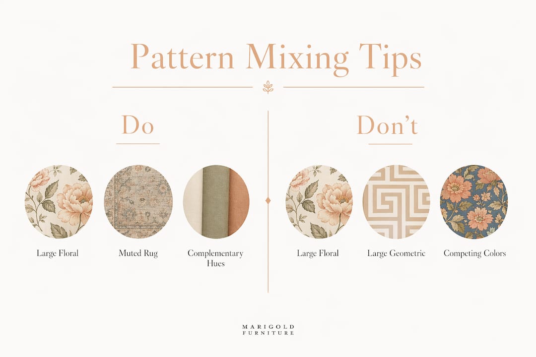 Infographic comparing good and bad pattern mixing