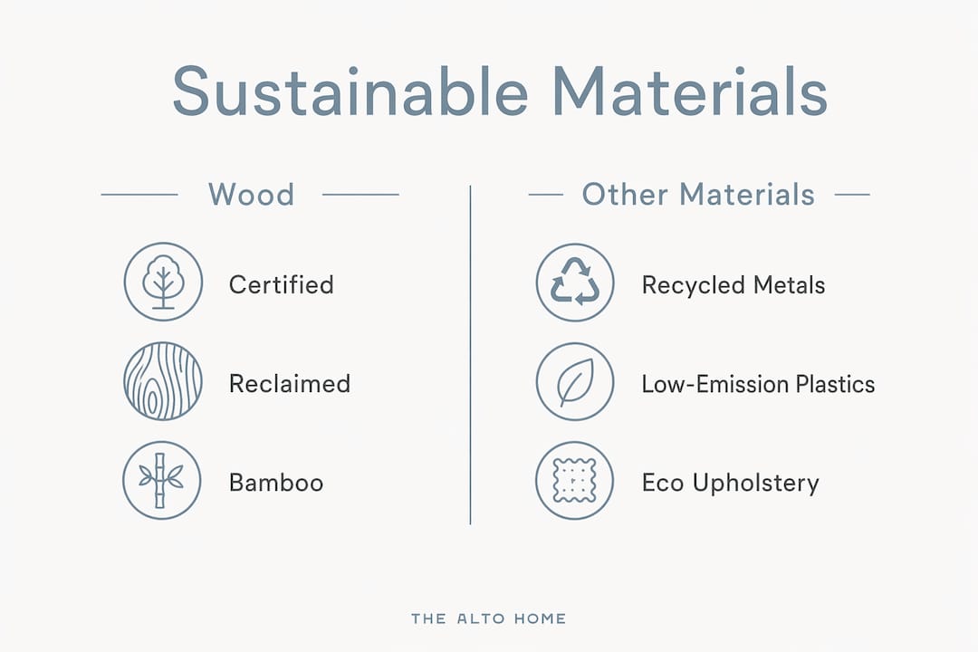 Infographic comparing sustainable office furniture materials