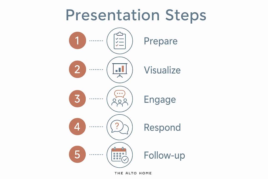 Infographic showing presentation process steps