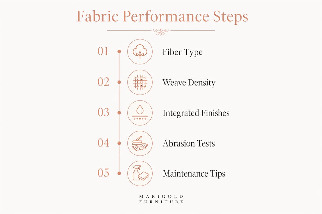 Infographic showing key steps of fabric performance