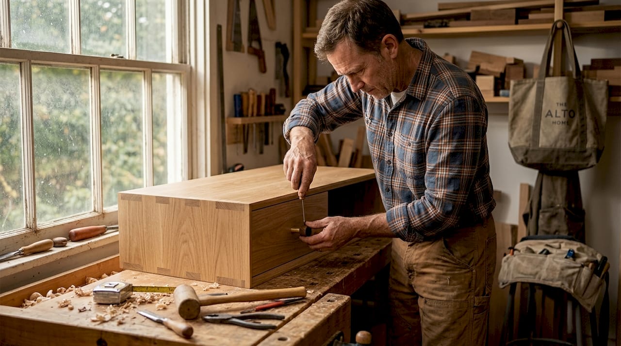 Craftsman fitting functional desk drawers