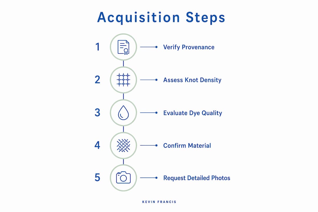 Infographic showing steps for acquiring designer rugs