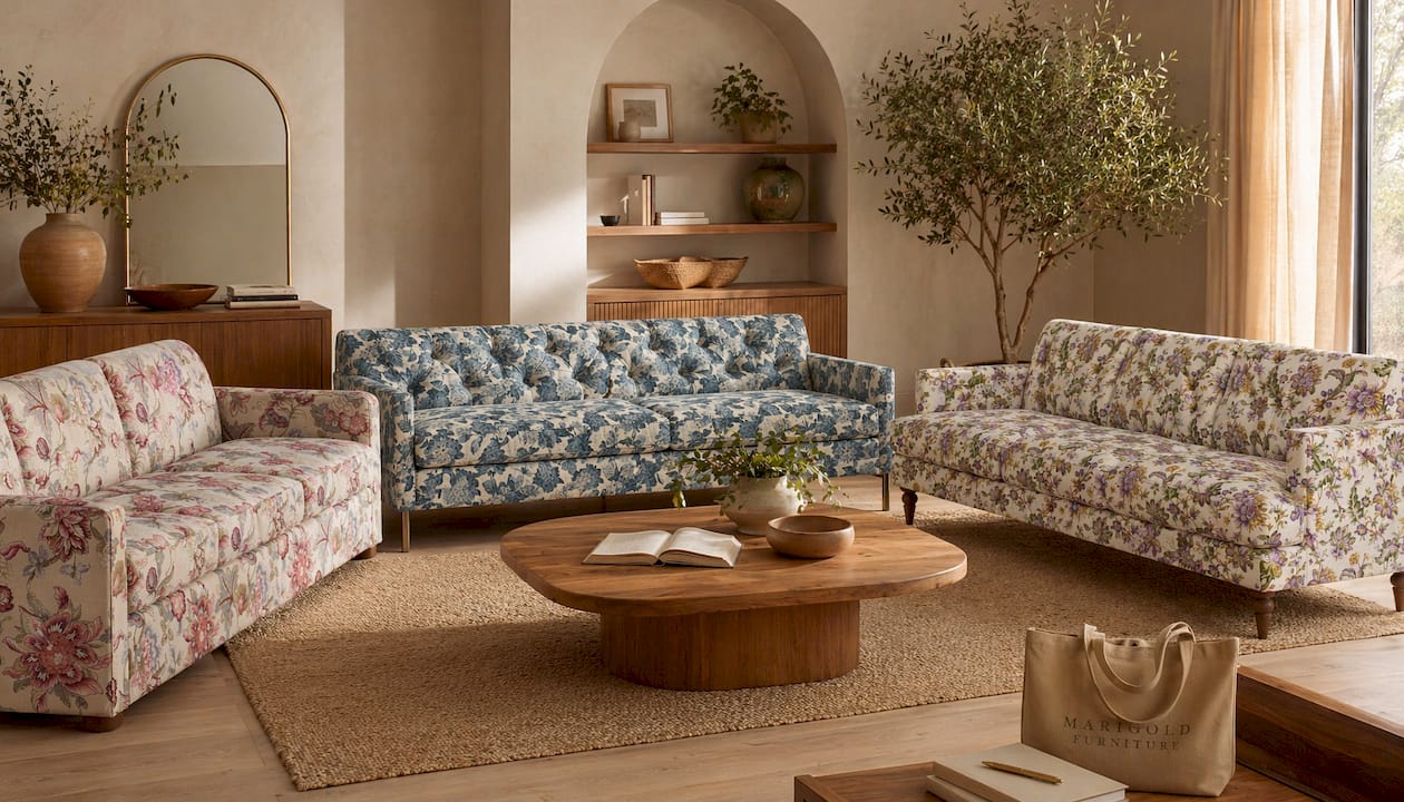 90” Florence Arched Floral Sofa