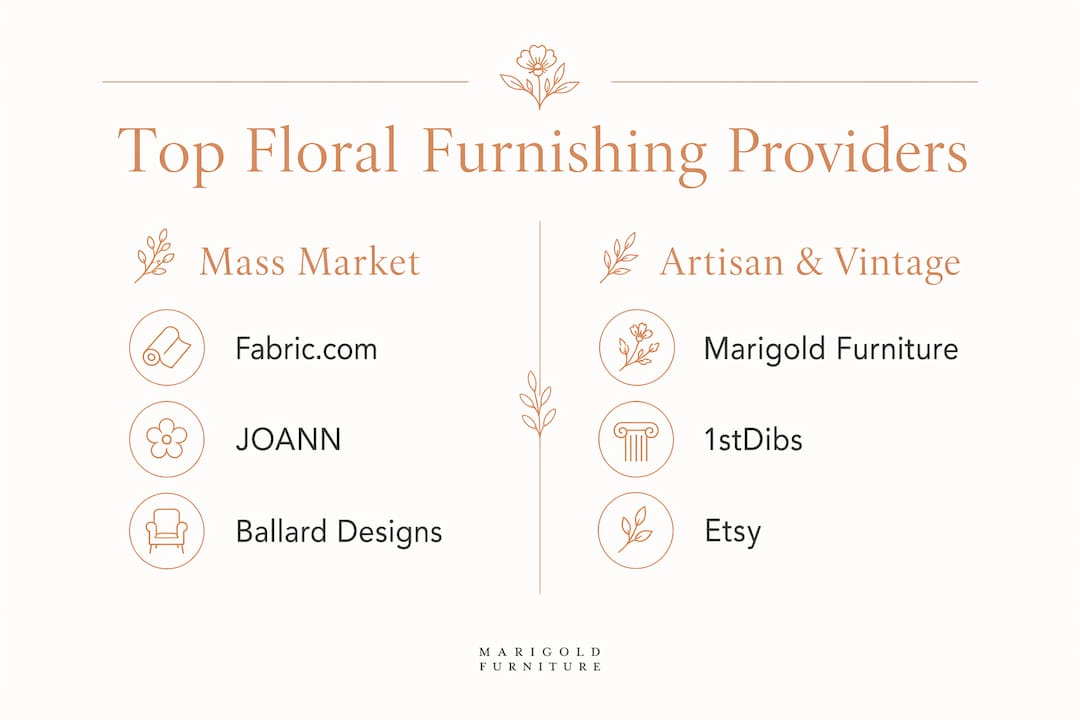 Infographic comparing floral furnishing providers categories