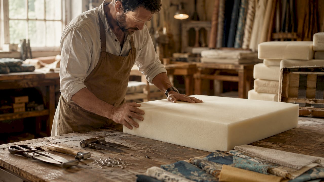 Craftsman cutting foam sofa cushion
