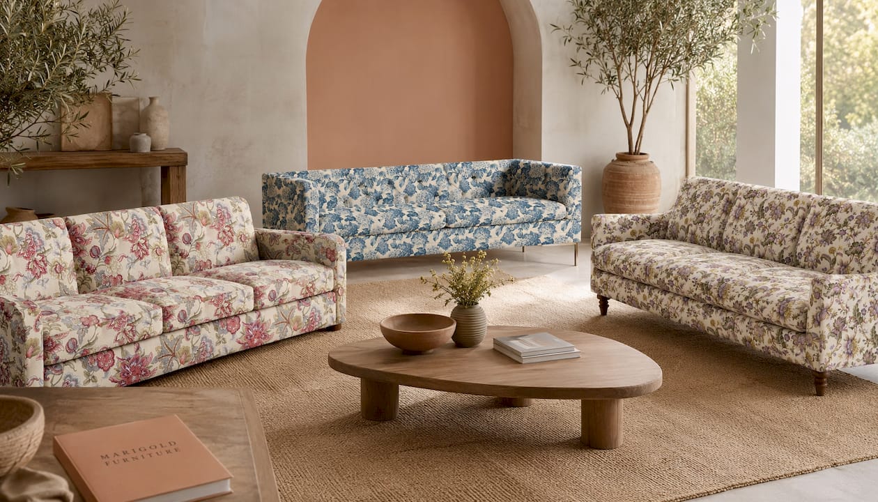 90" Seville Tufted-Back Floral Sofa