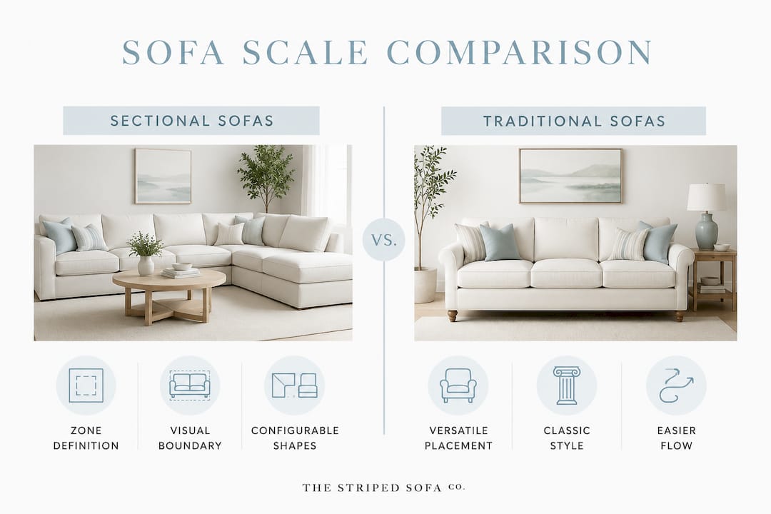 Infographic comparing sectional and traditional sofas