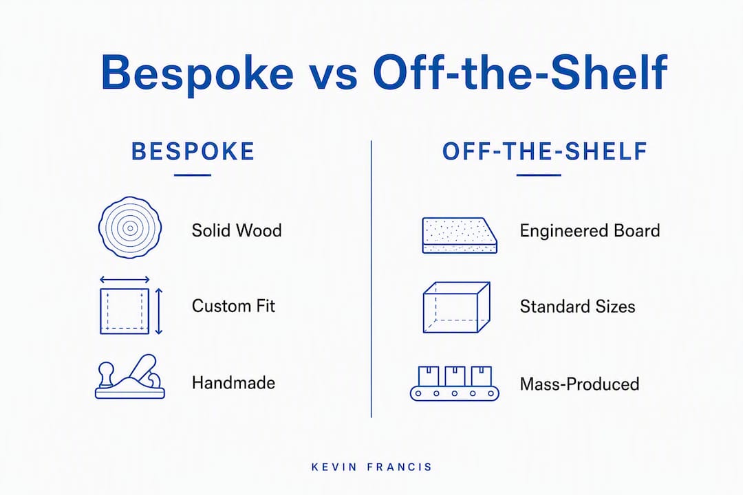 Infographic comparing bespoke and off-the-shelf furnishings