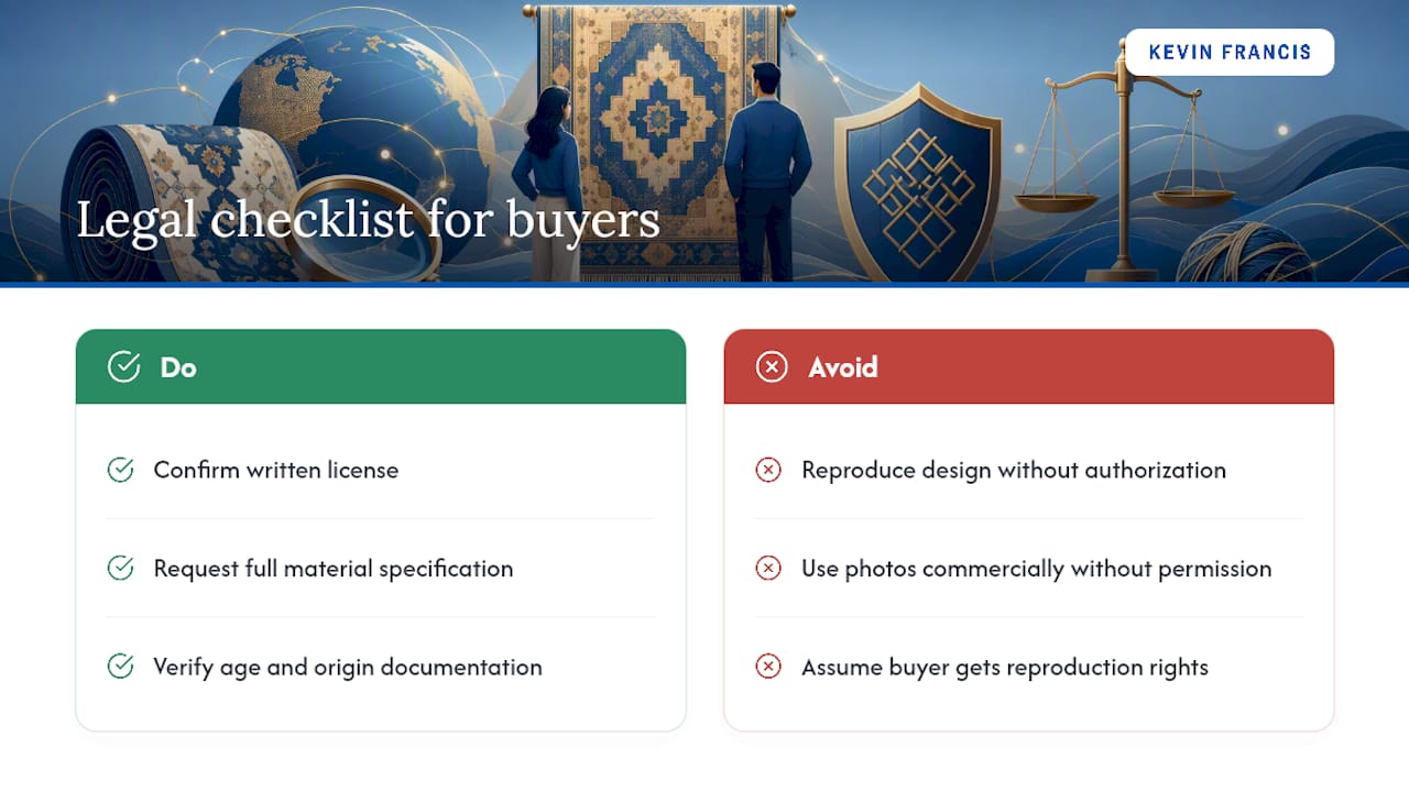 Legal aspects of limited-edition rugs — overview diagram