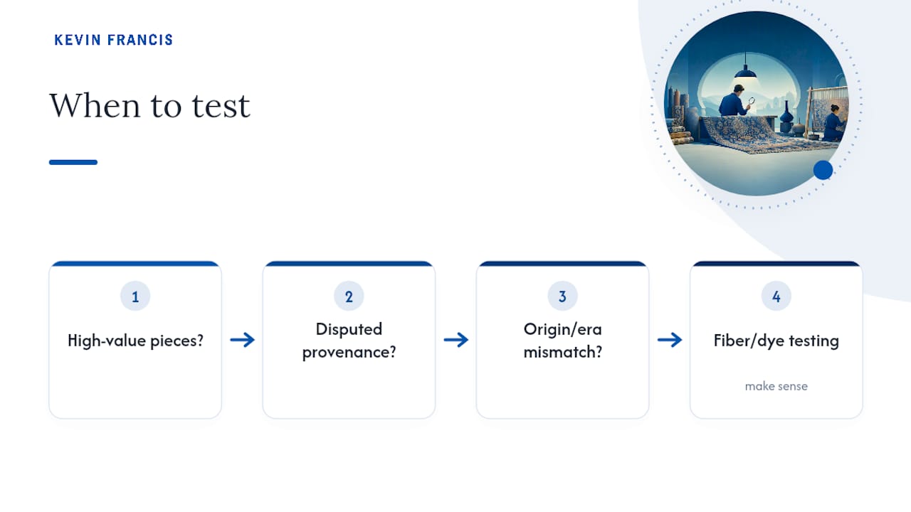 Diagram of scientific testing criteria for rugs