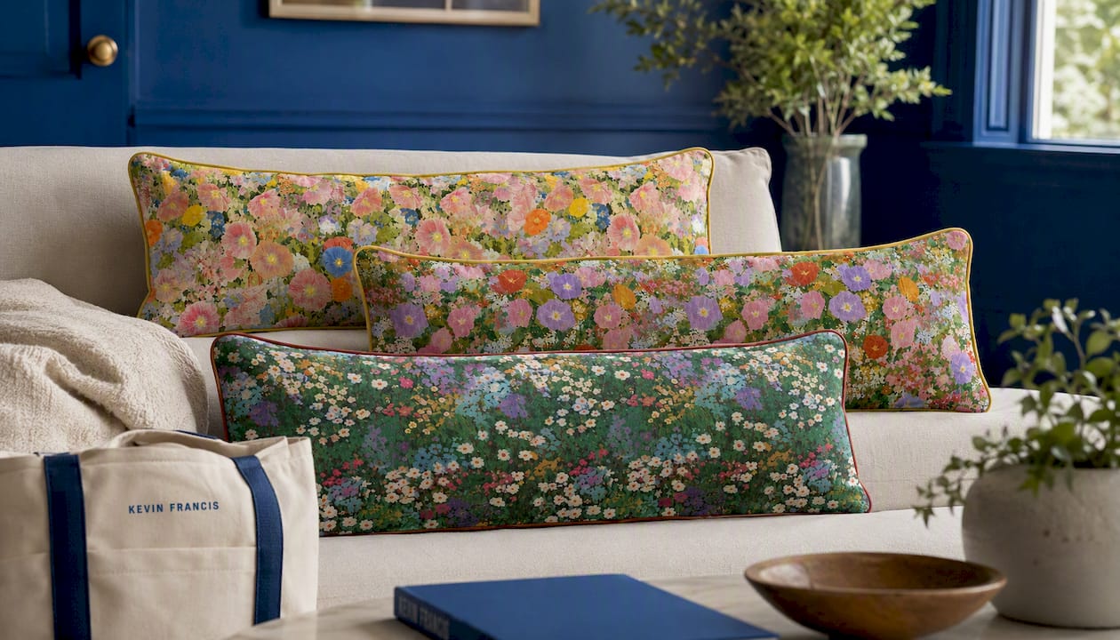 The Petunia Meadow Extra Long Lumbar Pillow