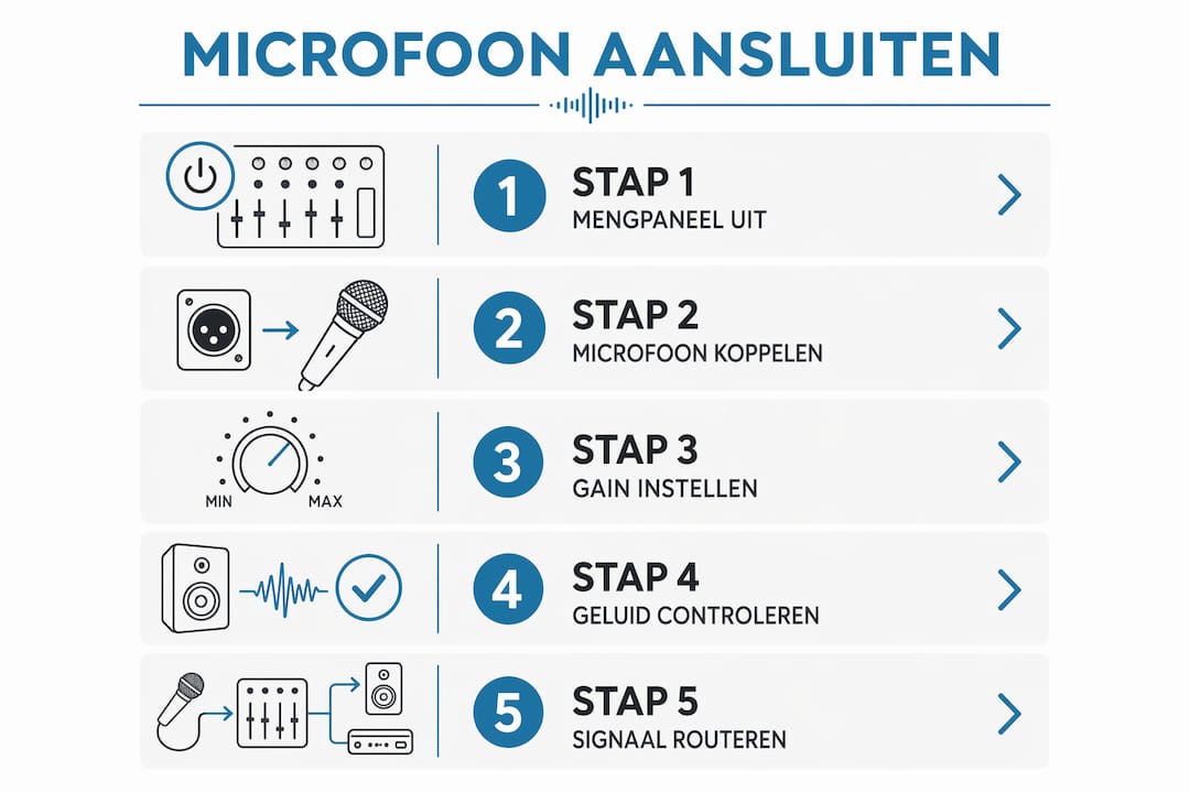 Infographic: zo sluit je stap voor stap een microfoon aan