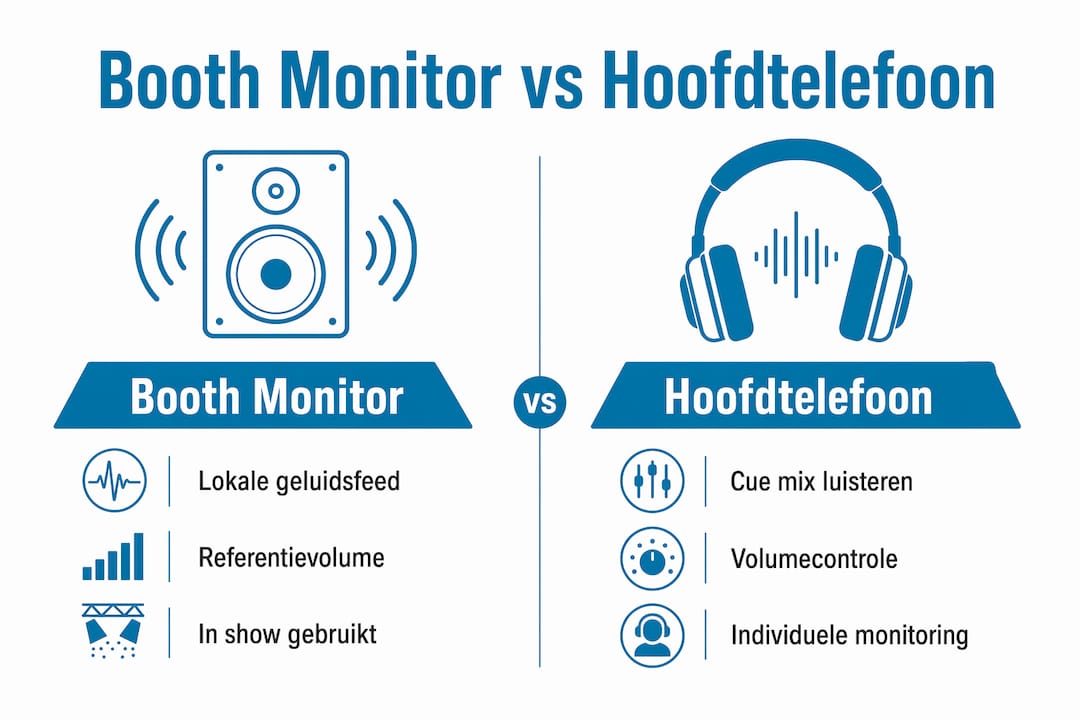 Infographic: een overzicht van de verschillen tussen monitoren via speakers en luisteren met een koptelefoon