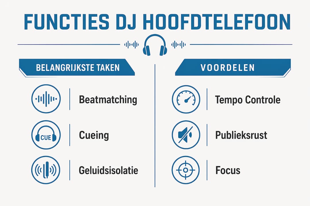 Overzichtelijke infographic laat zien wat een DJ-hoofdtelefoon allemaal kan en waarom je er voordeel van hebt.