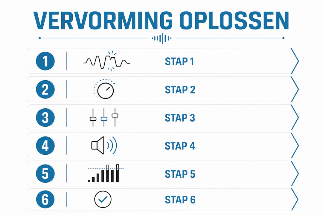 Infographic: Stapsgewijs geluid vervorming oplossen