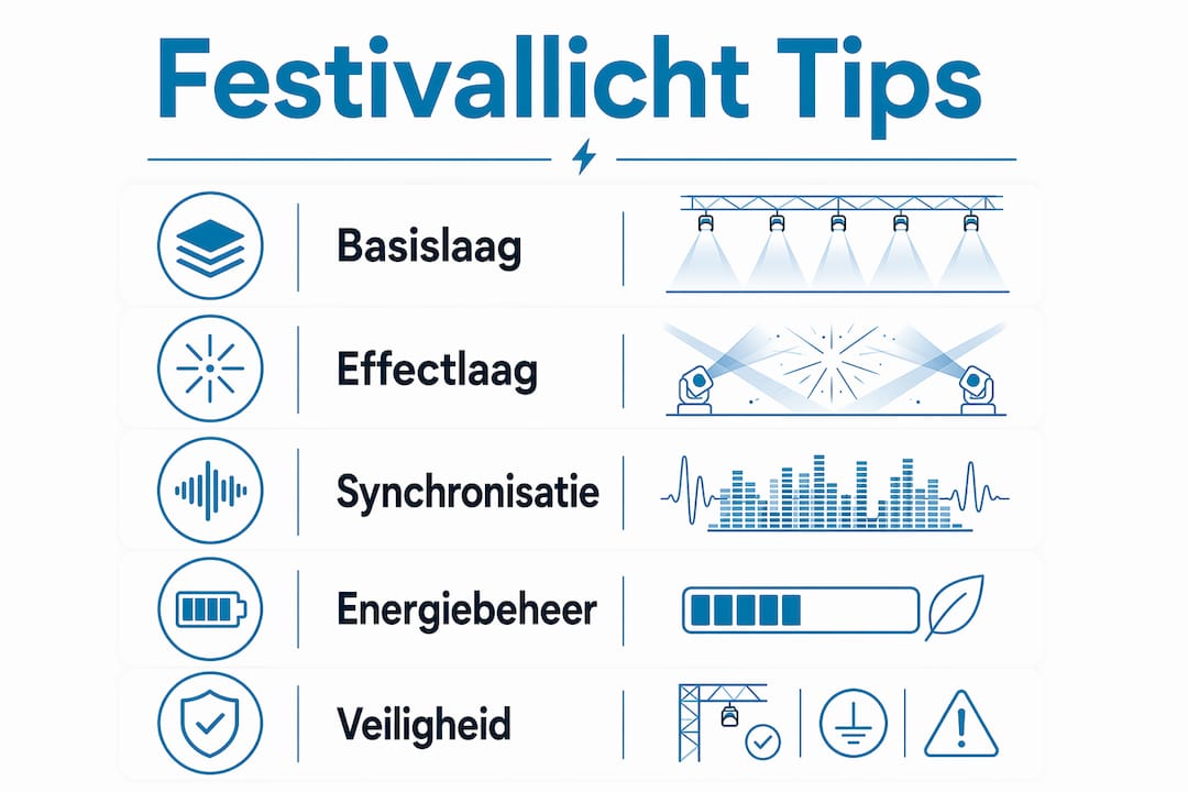 Handige infographic: tips voor sfeervolle festivalverlichting op een rij