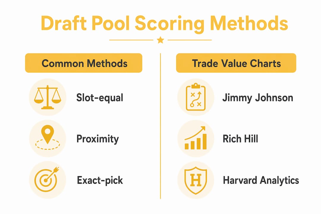 Infographic comparing NFL draft pool scoring methods