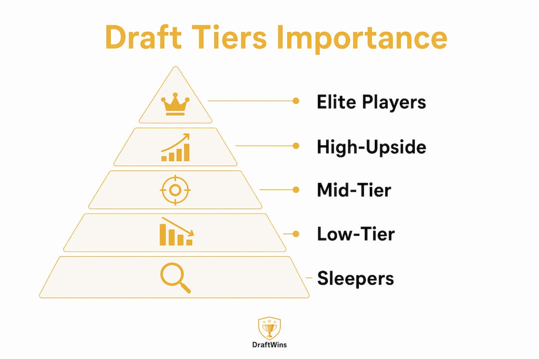 Infographic illustrating fantasy football draft tiers hierarchy