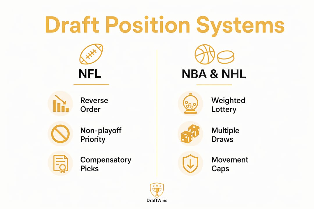 Infographic comparing NFL and NBA/NHL draft position systems