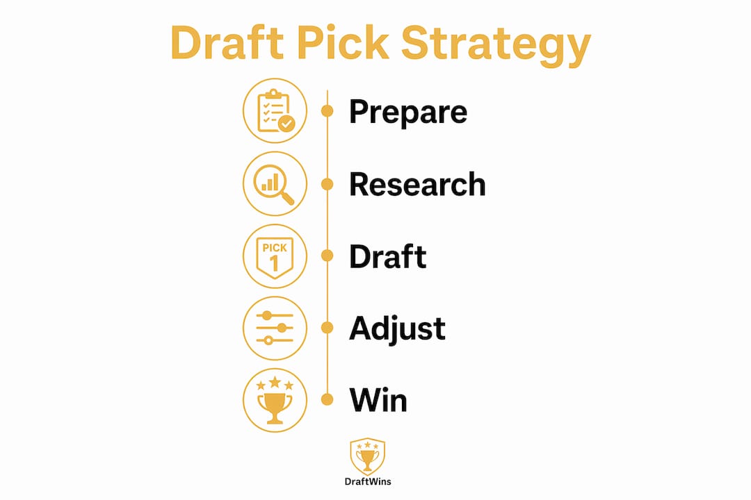 Infographic illustrating draft pick strategy steps