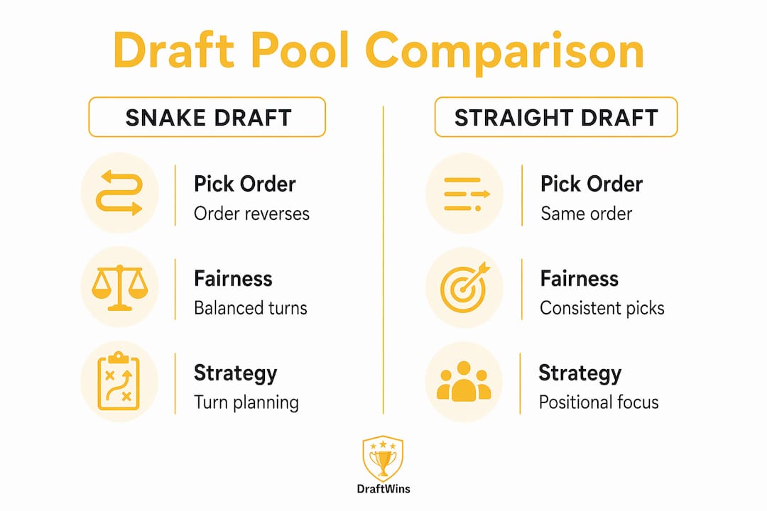 Infographic comparing snake and straight draft pools