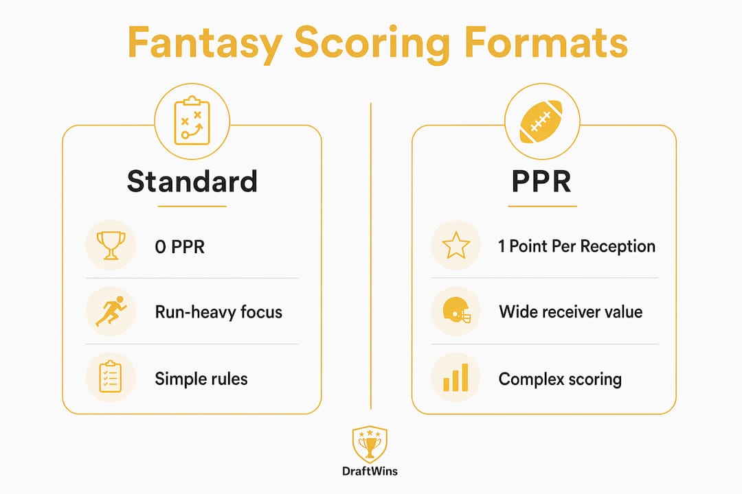 Infographic comparing standard and PPR fantasy football formats